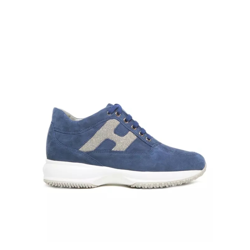 Hogan Low-Top-Sneaker Blue Suede With Glitter H Interactive Sneakers Blue