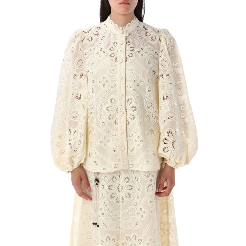 Zimmermann Blouse Rhiannon Embroidered Blouse Neutrals