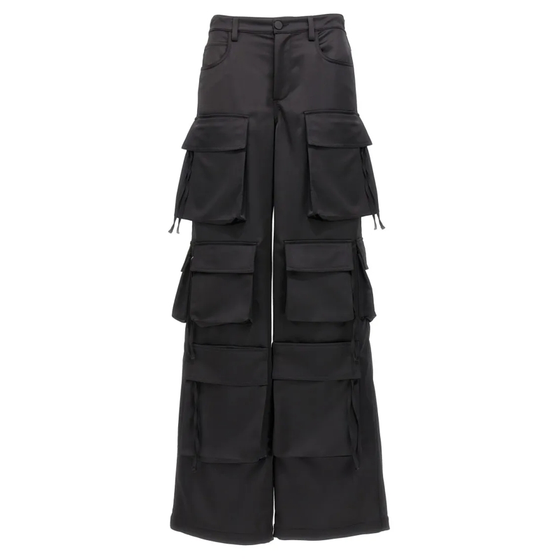 Giuseppe Di Morabito  Wide-Leg Black Satin Cargo Pants Black