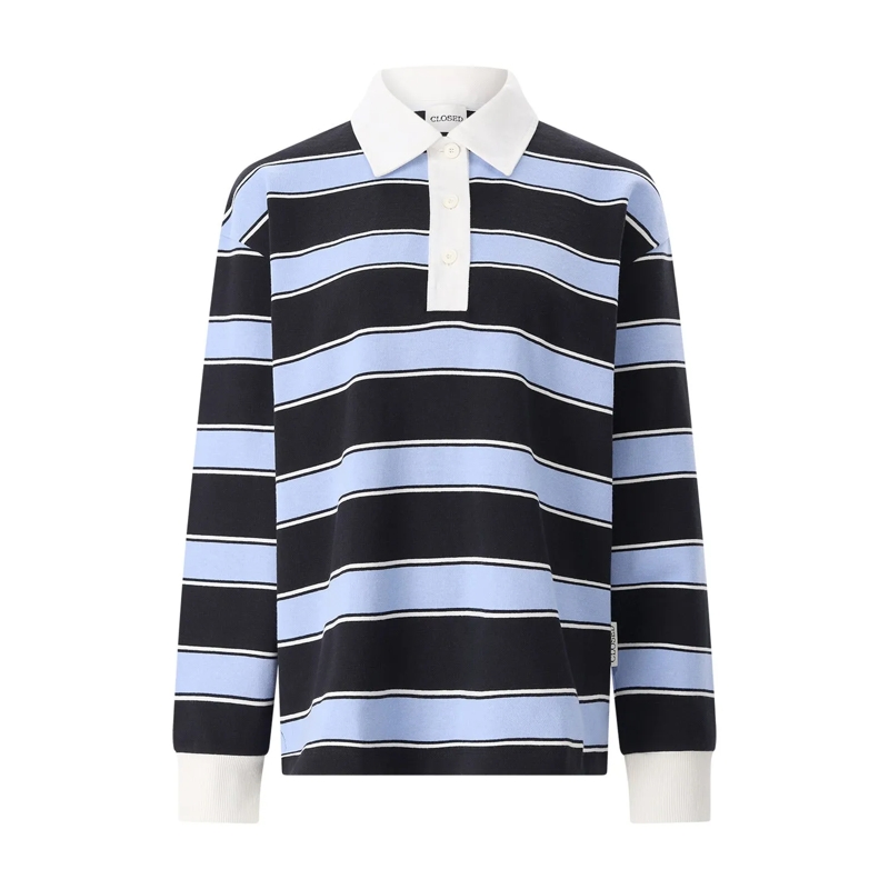 Closed Pullover Gestreiftes Langarm-Poloshirt mehrfarbig