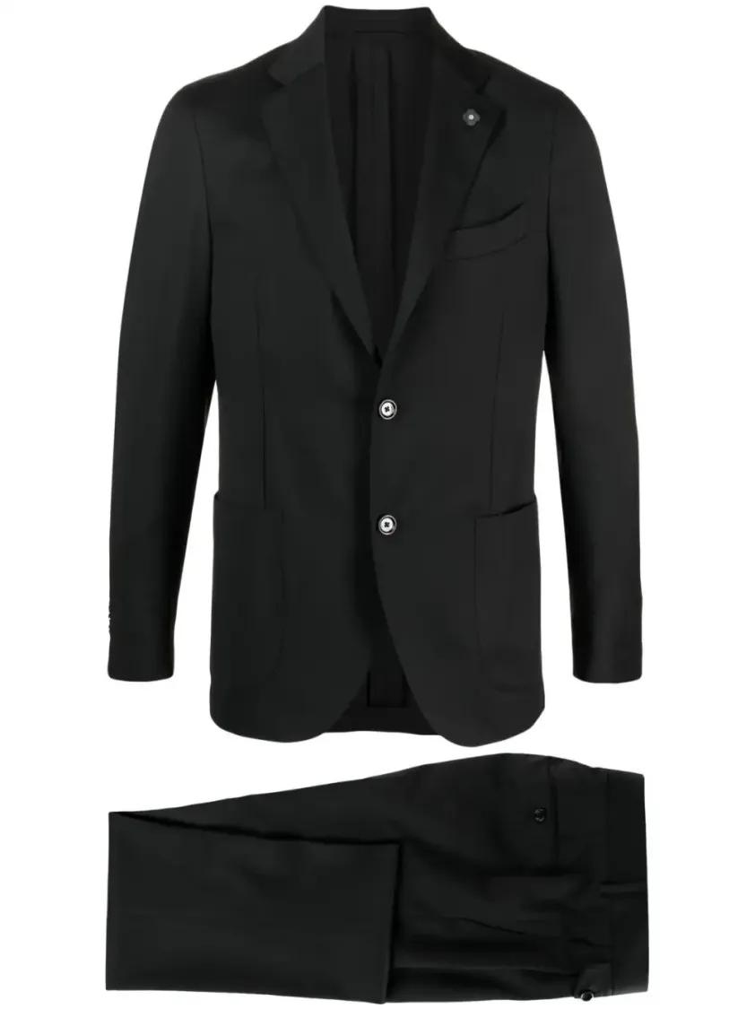 Thumbnail - Lardini - Tailored Black Linen Suit - Größe 52 - schwarz