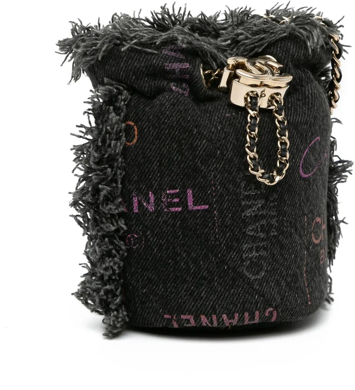 Chanel Hobo bags 2021 Mini Denim Mood Bucket with Chain in grijs