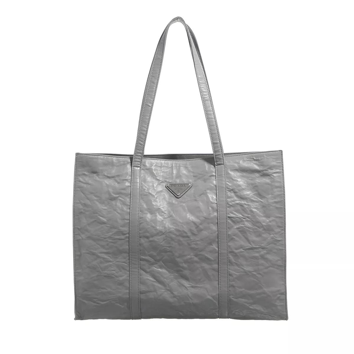 Prada Tote - Logo Plaque Tote Bag - Gr. unisize - in Grau - für Damen