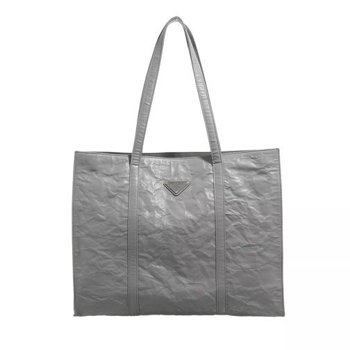 Prada Logo Plaque Tote Bag Grey Shopper