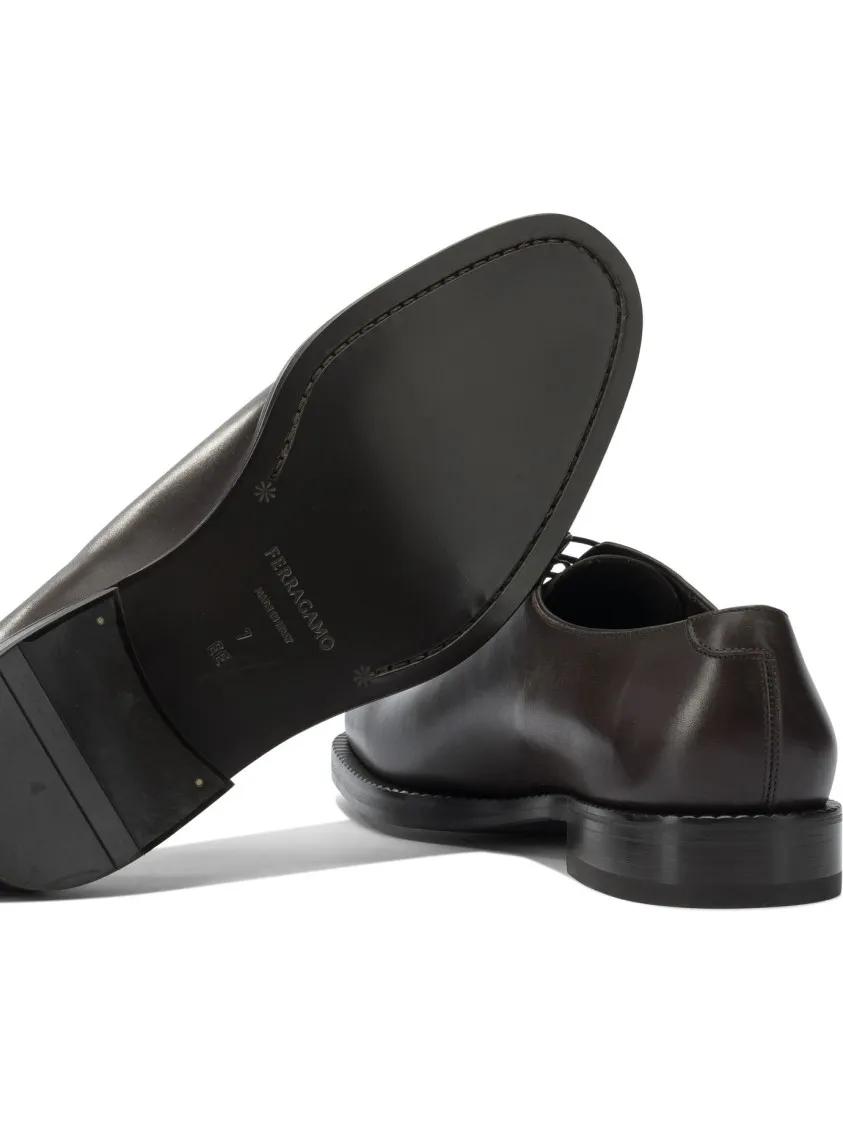 Thumbnail - Brown Leather Lace-Up Shoes - Gr. 7_5 - in Schwarz