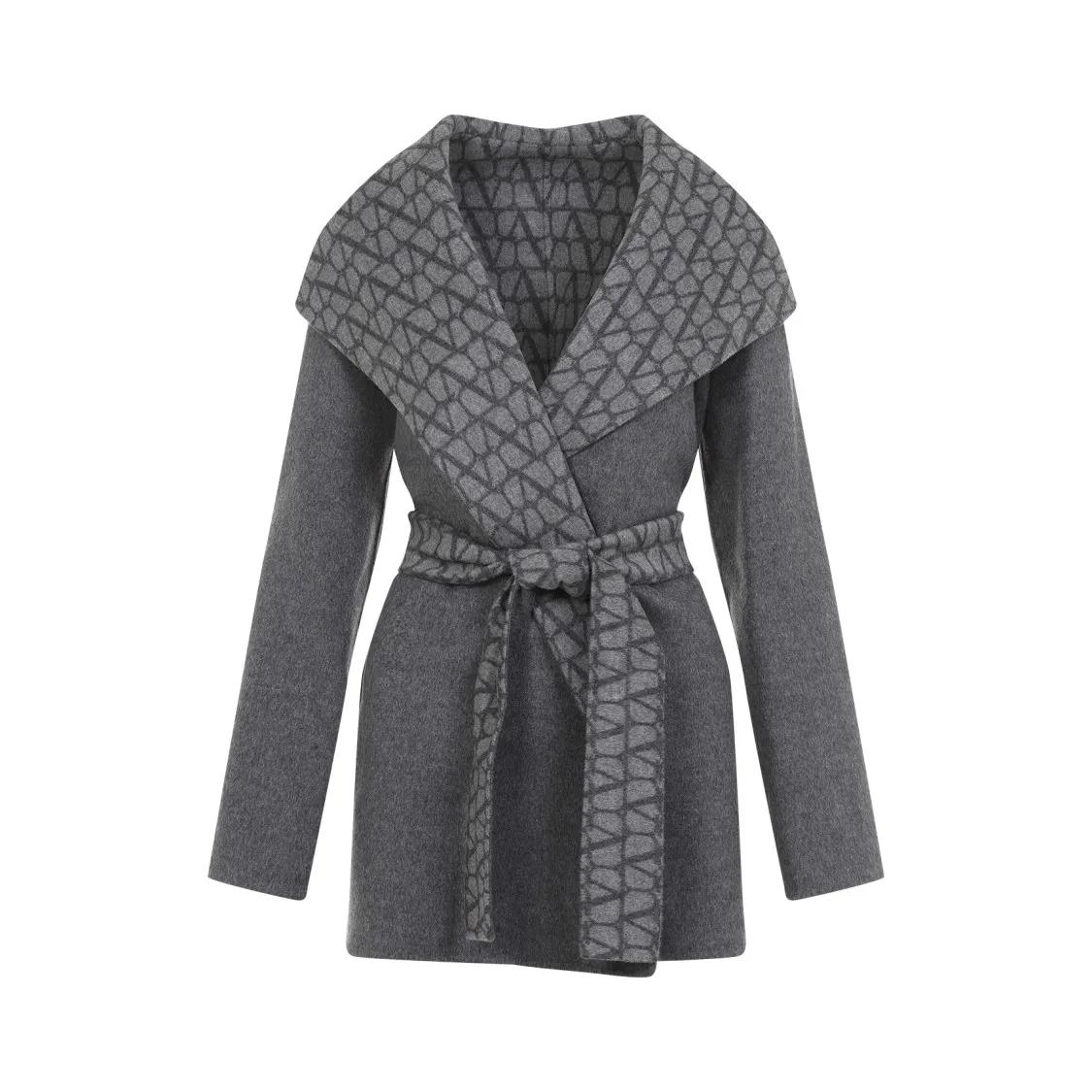 VALENTINO - Double Grey Virgin Wool Coat - Größe 40 - grau