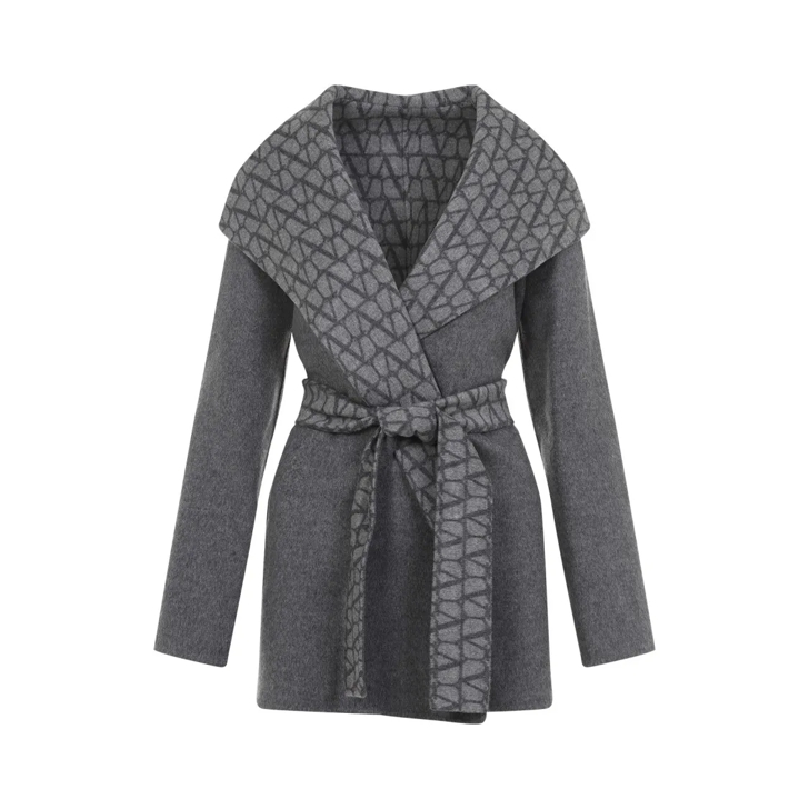 Valentino Double Grey Virgin Wool Coat Grey