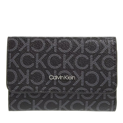 Calvin Klein Ck Must Trifold Sm Mono Black Mono Tri-Fold Portemonnaie