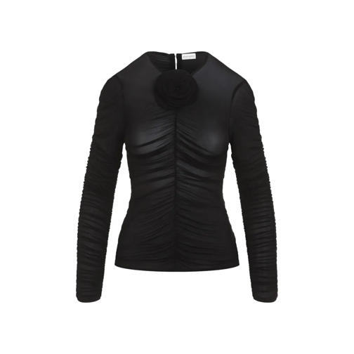 Magda Butrym Ls Black Cupro Top Black Langärmelige Oberteile