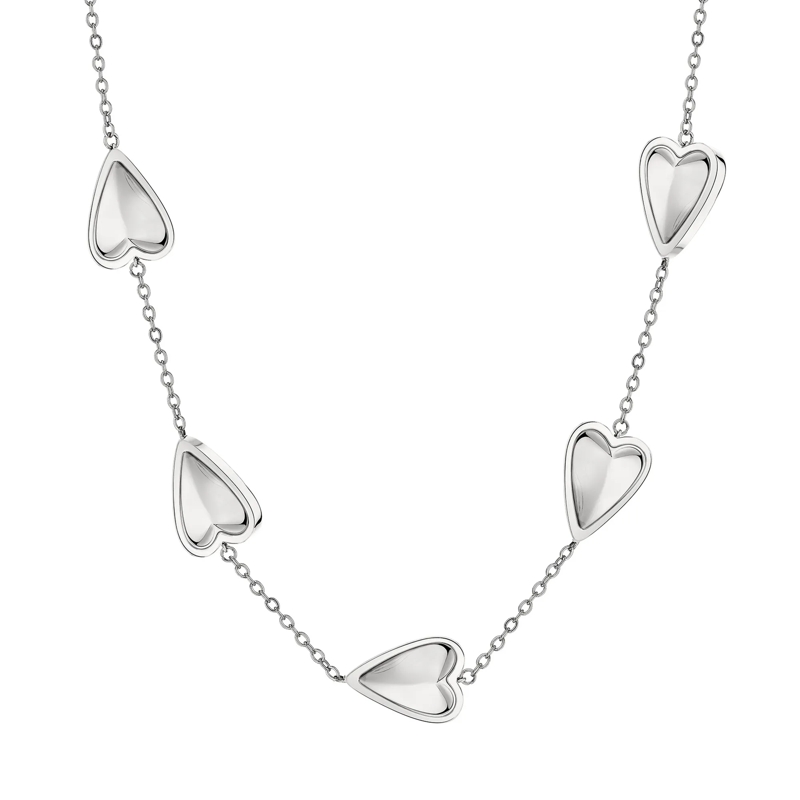 Liebeskind Berlin Mittellange Halskette Edelstahl Metal Heart silber