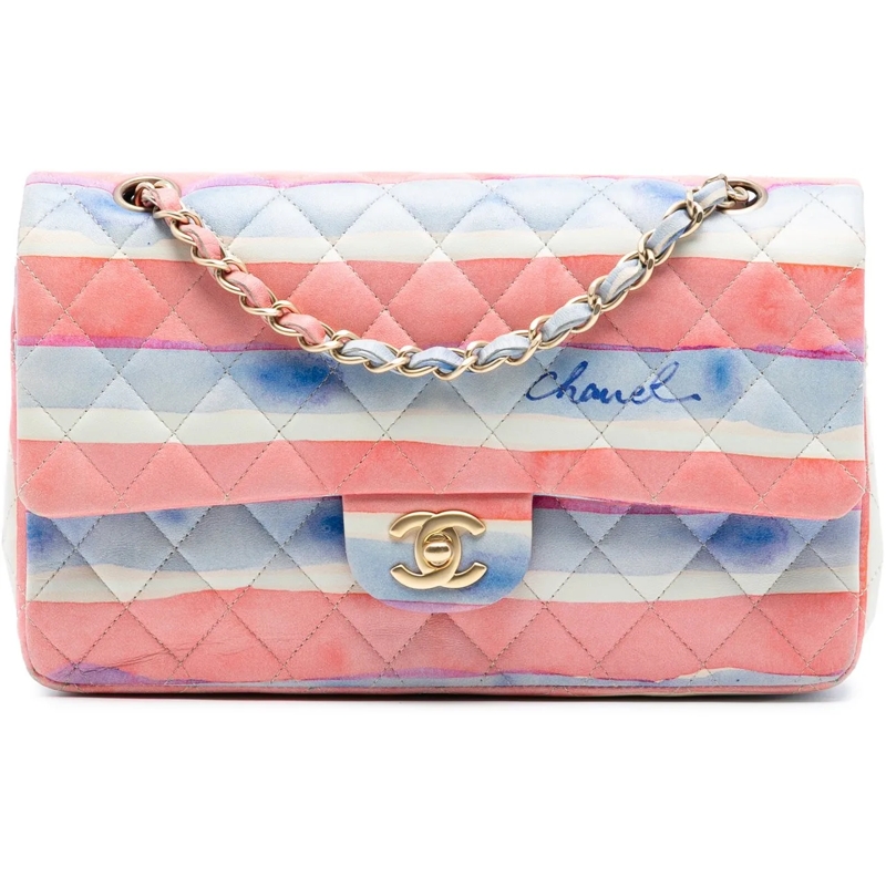 Chanel Schultertasche Medium Classic Printed Lambskin Watercolor Double  rose
