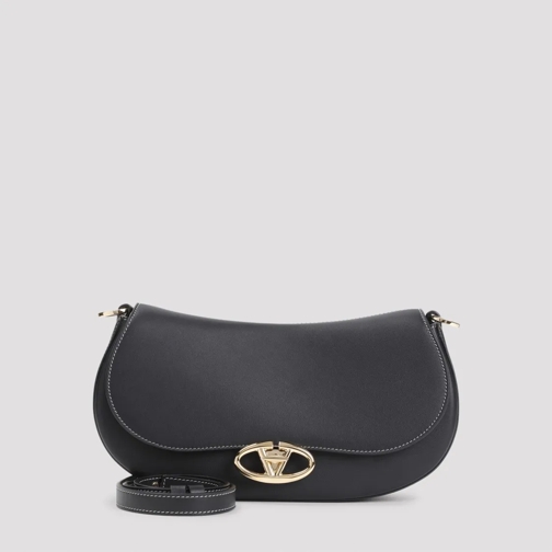 Valentino Small Saddle Black Calf Leather Shoulder Bag Black Sac à bandoulière