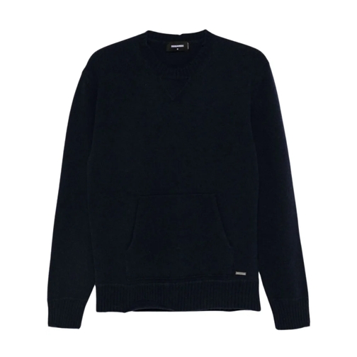 Dsquared2 Pullover Ribbed Knit Wool-Cashmere Blend Sweater Black