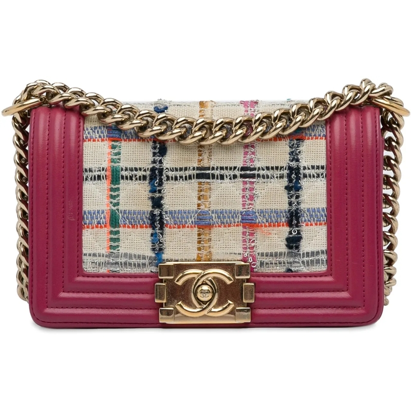 Chanel Sac à bandoulière Small Tweed Boy Bag rose