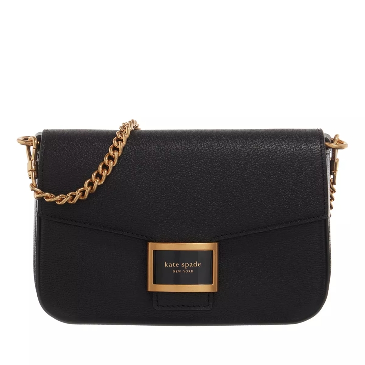 Kate Spade New York Katy Flap Chain Leather Cross-body Bag Black