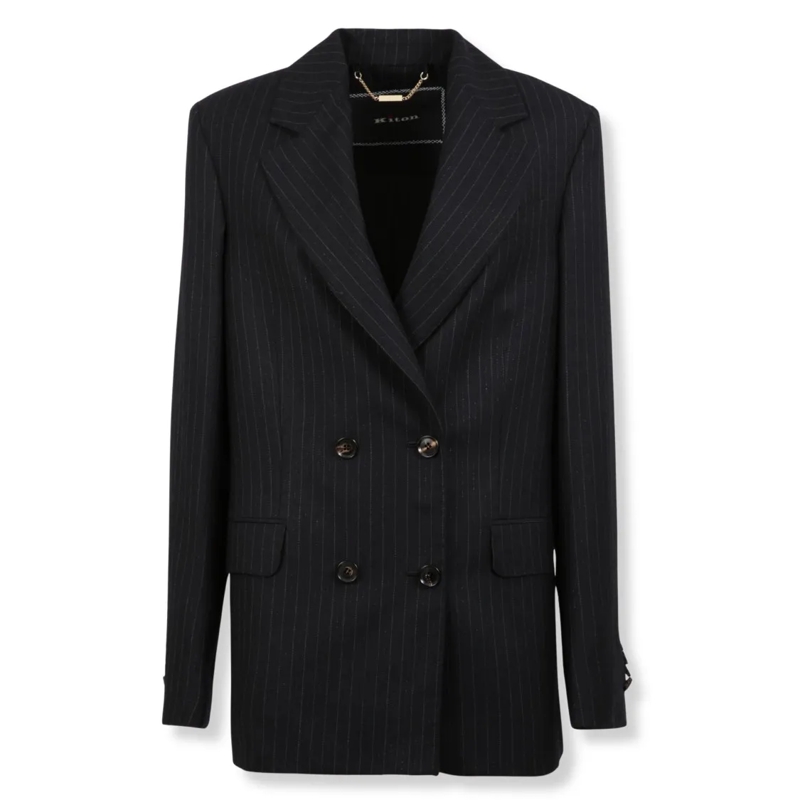 Kiton Blazer Classic Tailored Jacket With Structured Fit Black