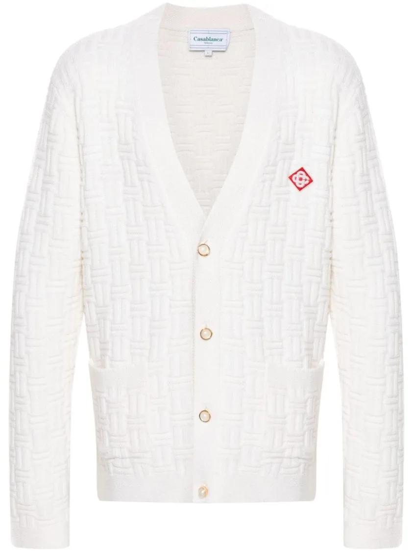 Thumbnail - Casablanca - Column Stitch Cardigan - Größe XL - weiß