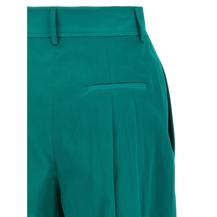 パンツ A FERRETTI Muslin pants Green Alberta Ferretti High-Waisted Green Muslin Pants With Pleats
