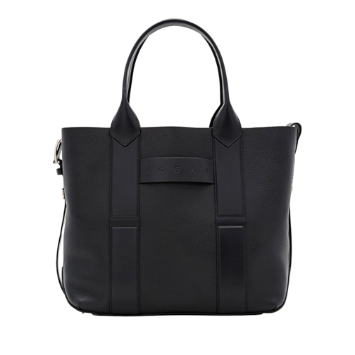 Hogan Tote Medium Script Leather Shopping Bag Black