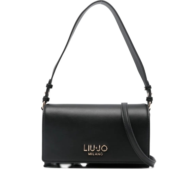 LIU JO Schultertasche Rectangular Black Shoulder Bag With Flap Closure Black