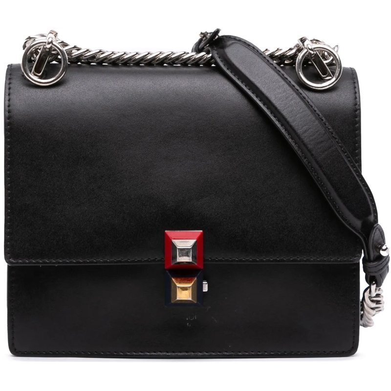 Fendi Schultertasche Small Leather Kan I Crossbody schwarz