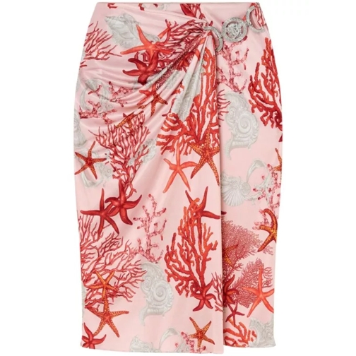 Versace Multicolored Barocco Sea Gathered Midi Skirt Pink 