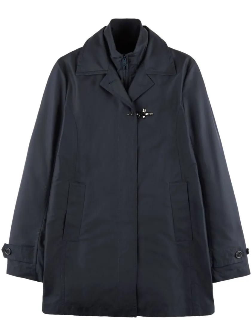 Thumbnail - Fay - Navy Blue Coat With Concealed Zip - Größe XL - black