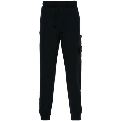 Stone Island Navy Blue Compass-Badge Tapered Pants Black 