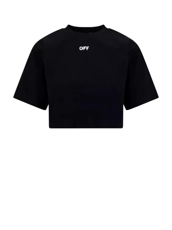 Cotton T-Shirt With Logo Print Black T-Shirts