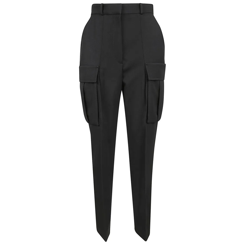 Balmain  Tapered High-Waist Trousers With Structured Cargo  Black