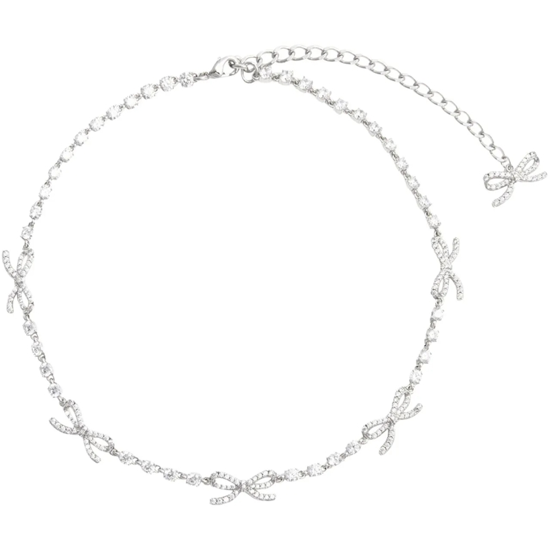 Self Portrait Mittellange Halskette Collana Con Fiocchi Cristallo silber