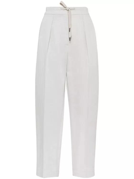 Brunello Cucinelli - Off-White Cotton-Linen Blend Gabardine Trousers - Größe 42 - white