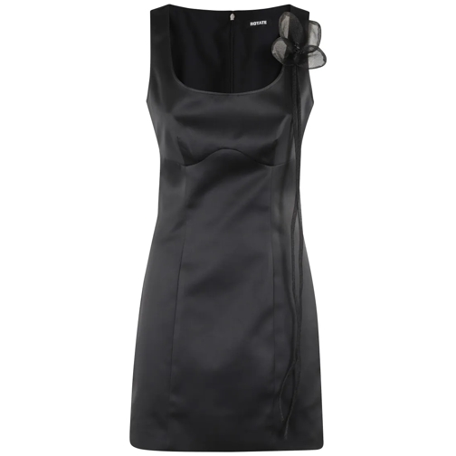 Rotate Mini robes Satin Flower Dress Black
