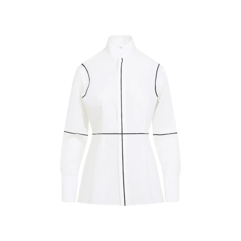 MM6 Maison Margiela Hemd Structured White Shirt With Grid Pattern And High  White