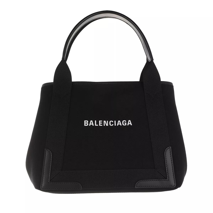 Balenciaga Navy Cabas S Canvas Tote Bag White