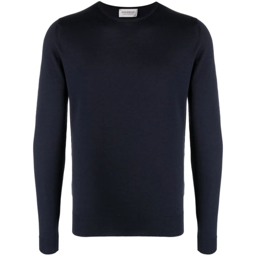 John Smedley Pullover Dark Blue Crew Neck Sweater Blue