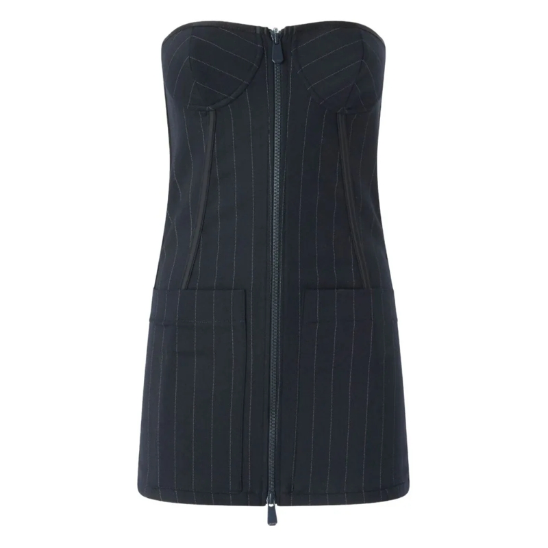 Pinko Bluse Structured Blue Pinstriped Bustier Top Blue