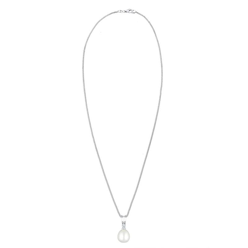 Elli Mittellange Halskette Halskette Süßwasserzuchtperle Diamant 925 Sterling weiss(Image 3)