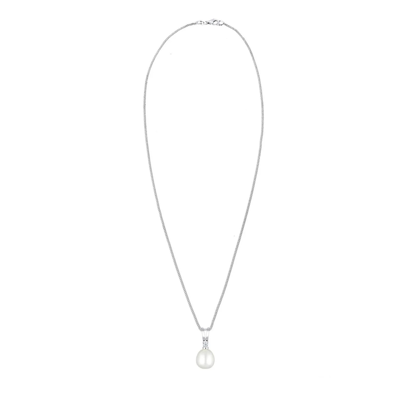 Elli Mittellange Halskette Halskette Süßwasserzuchtperle Diamant 925 Sterling weiss(Image 2)
