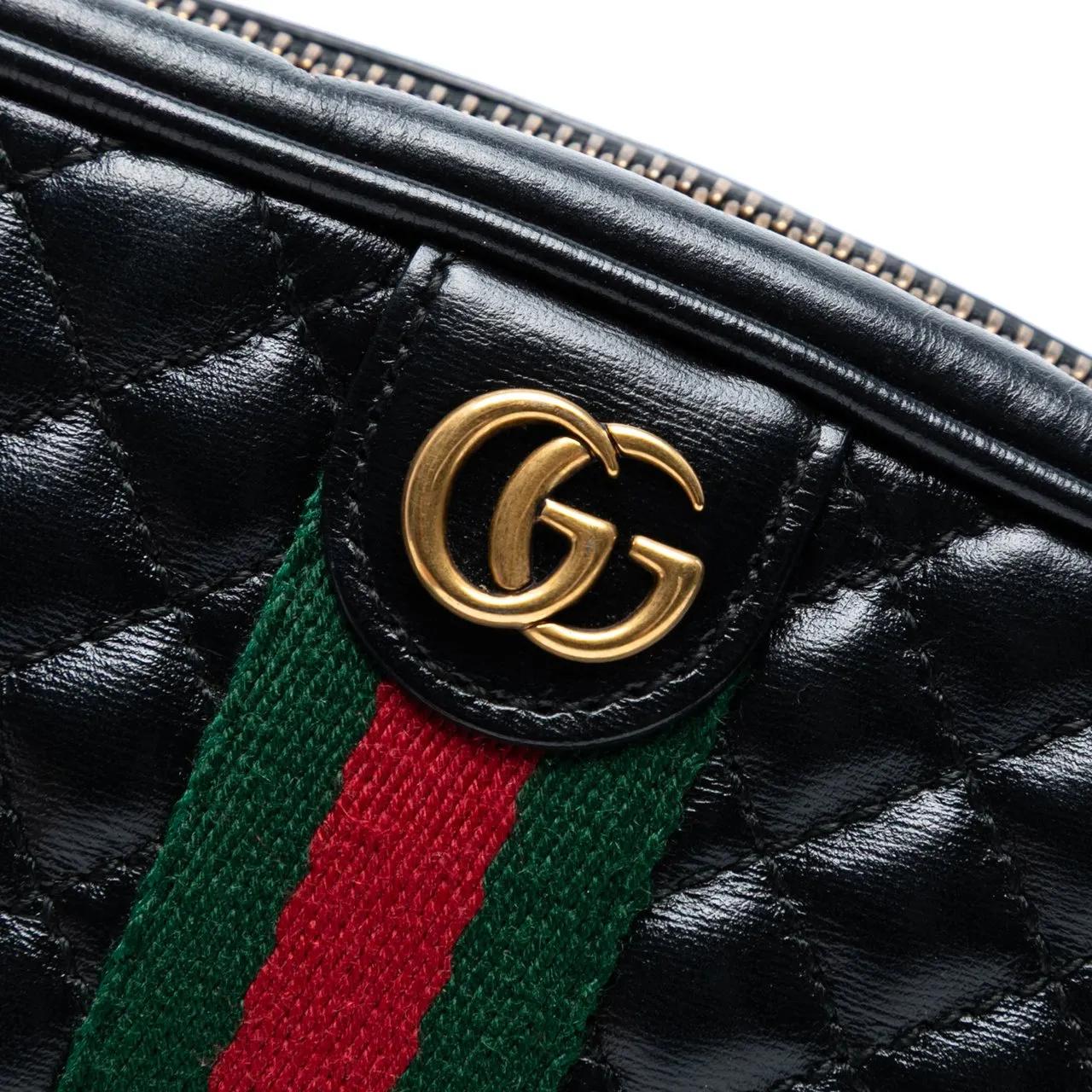 Thumbnail - Gucci Hobo Bags - Mini Quilted Leather Web Trapuntata Crossbody - Gr. unisize - in Schwarz - für Damen