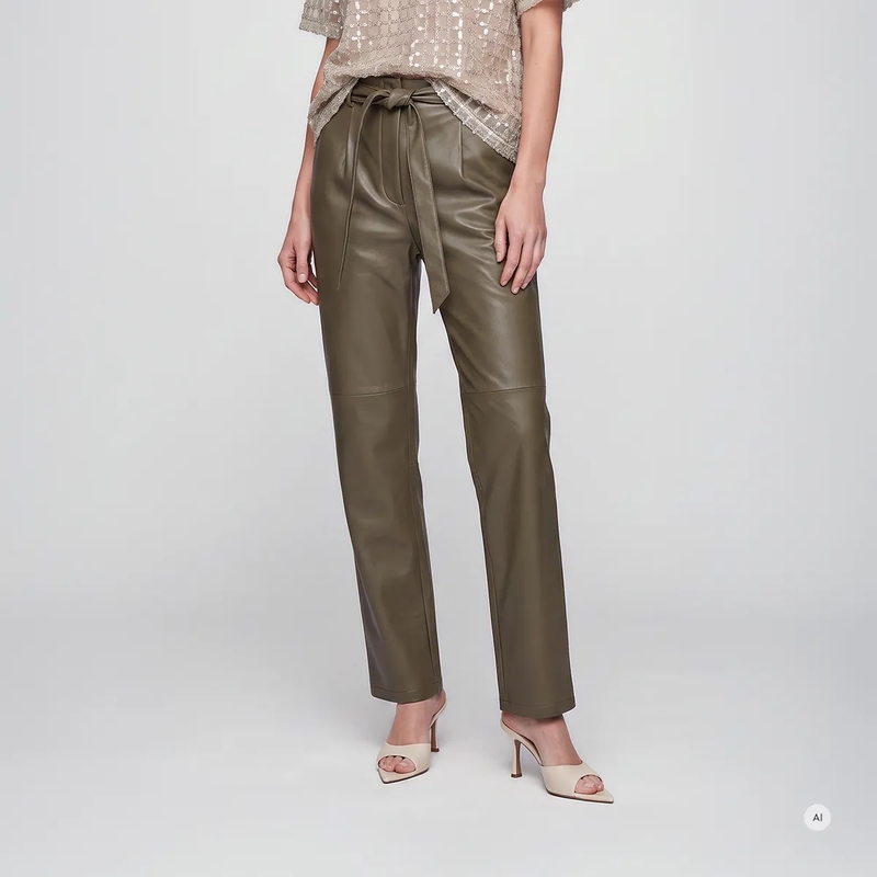 Marc Aurel Lederhose Hose- angeschnittener Bund- Eingrifftaschen- B beige(Image 3)