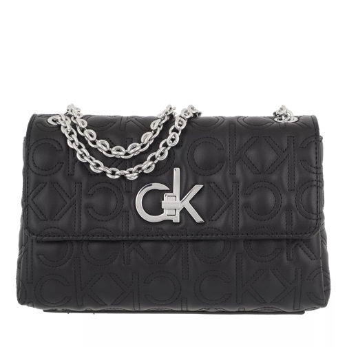 Calvin Klein Re-Lock Ew Conv Flap Xbody Quilt CK Black Crossbody Bag