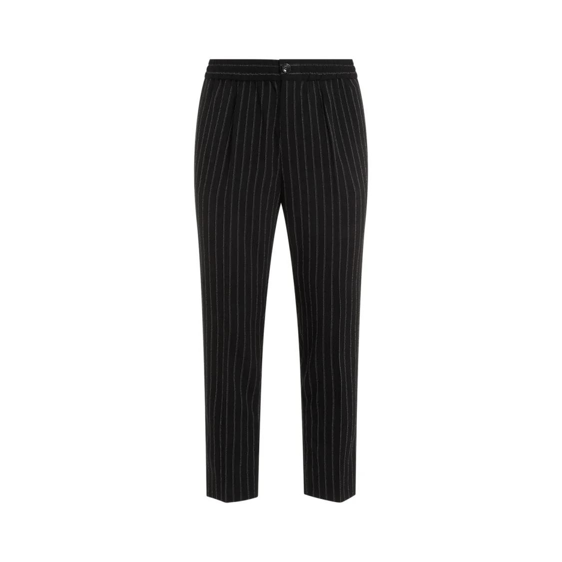 AMI Paris - Elasticated Waist Black Virgin Wool Pants - Größe XL - schwarz