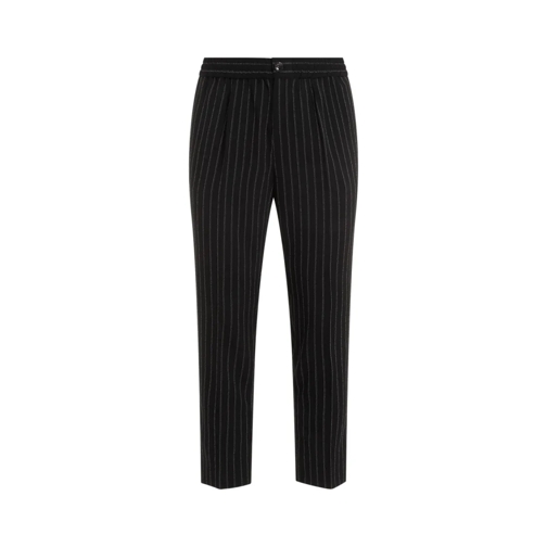 AMI Paris  Elasticated Waist Black Virgin Wool Pants Black