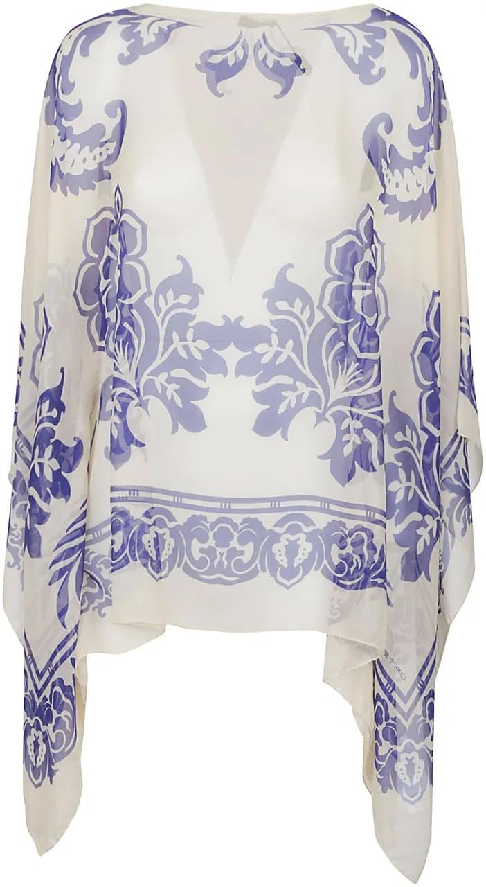 Thumbnail - Etro - Asymmetric Poncho White - Größe ONE SIZE - weiß