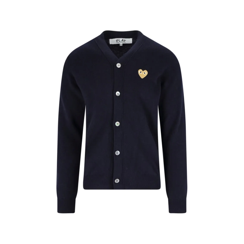 Comme des Garcons Strickjacke Navy Blue Wool Cardigan Black