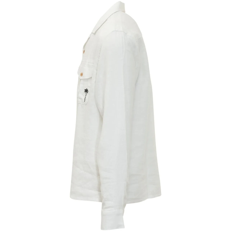 Palm Angels Legeres Oberteil Camicia Bowling con Tasca Applicata weiß(Image 3)
