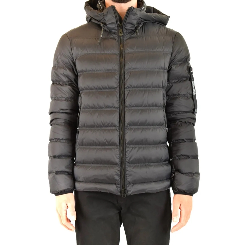 Peuterey Daunenjacke Quilted Black Puffer Jacket With Hooded Design Grey