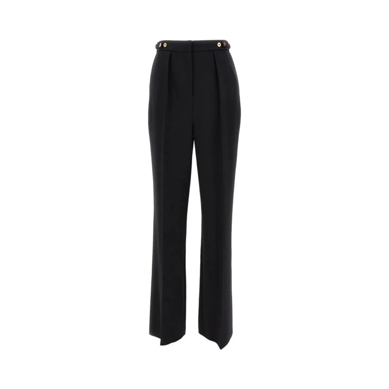Elisabetta Franchi  Black Straight-Leg Trousers With Gold Button Detai Black