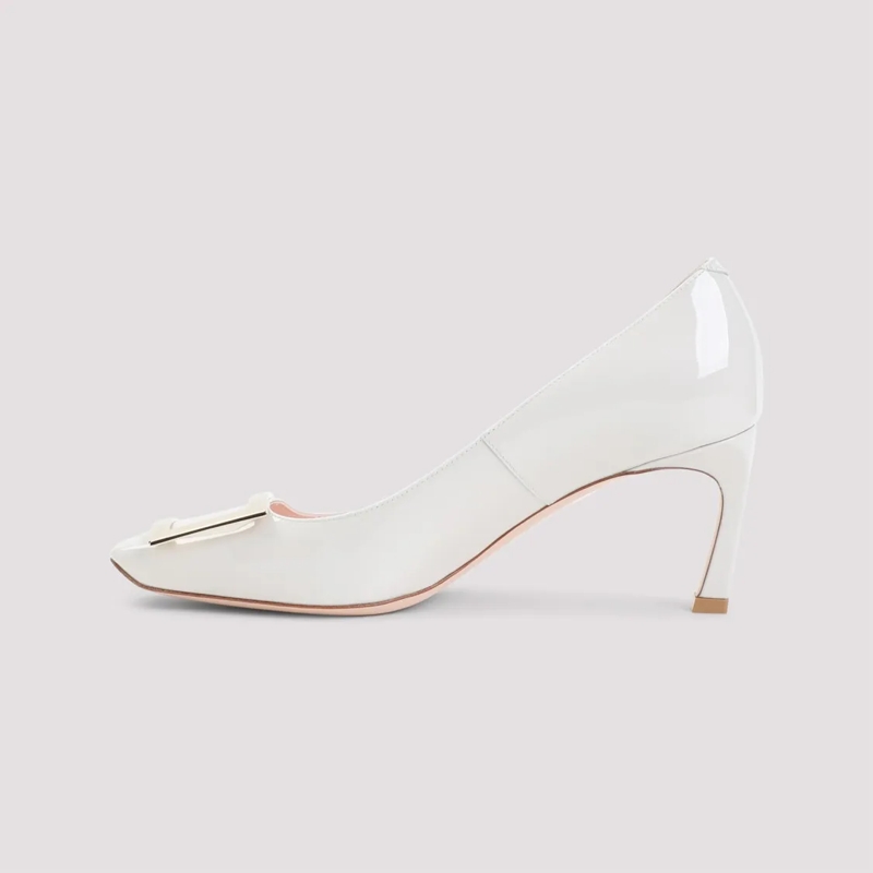Roger Vivier Pumps Squared Toe Pumps With Silver-Toned Plaque White